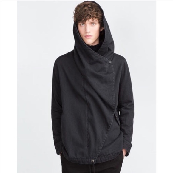 Zara Other - Zara Men’s Black Denim Jacket With Hood